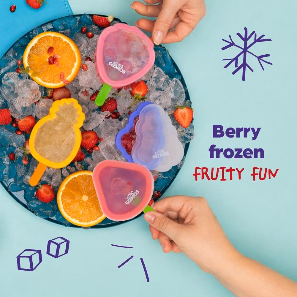Wicked Gizmos Fruit-Shaped Ice Lolly Mould Set in Multicolour Silicone and Plastic – 2