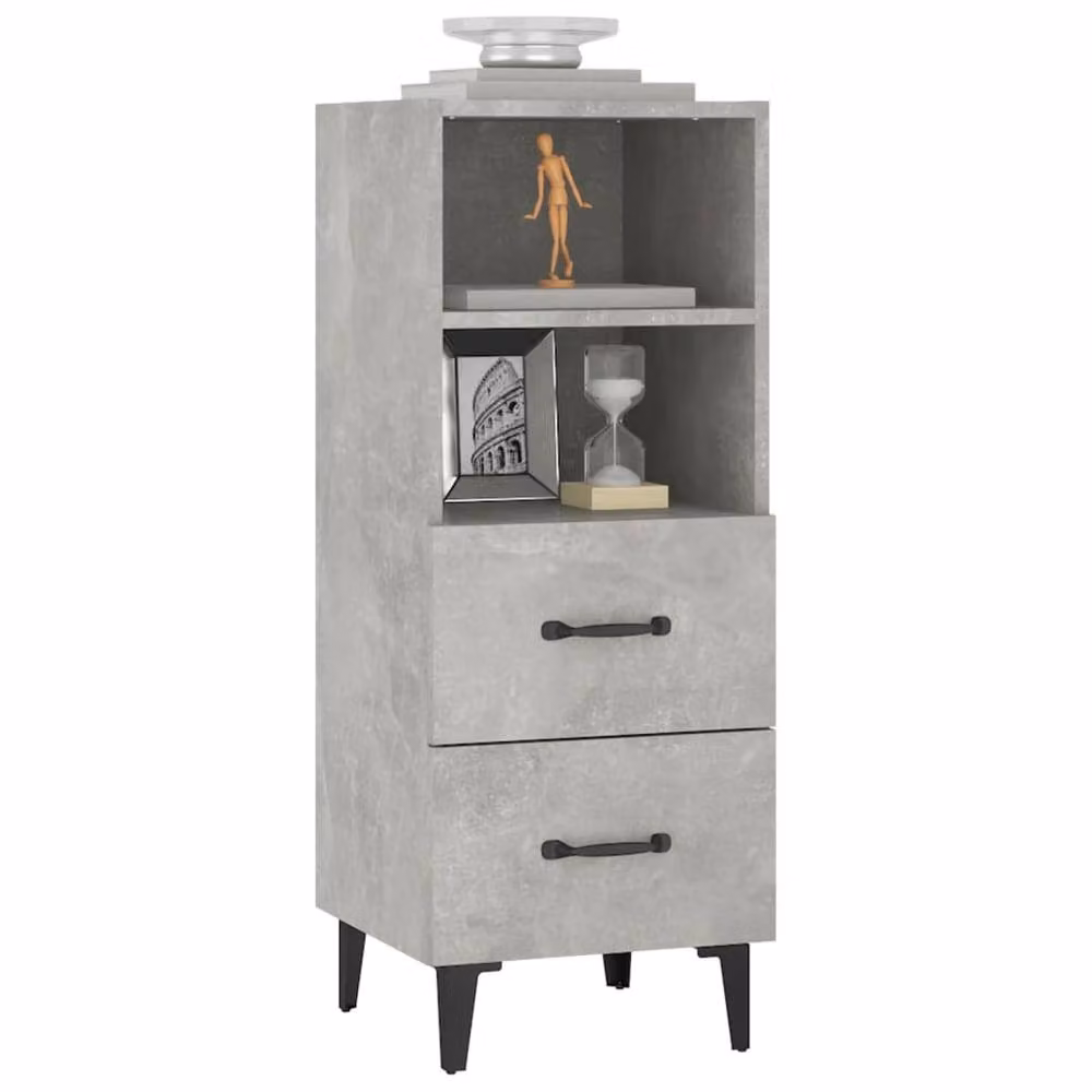 Berkfield Home Sideboard in Concrete Grey, W/D/H: 34.5 x 34 x 90 cm – 3
