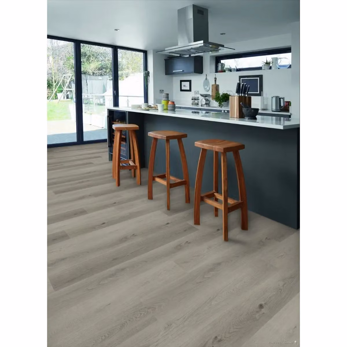 Vinyl Flooring UK Colonia Glue-Down Luxury Wood-Look Vinyl Tiles in Grey, 15 Planks, Covers 3.37sqm – 3