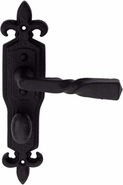 Loops Pair of Forged Twisted Ornate Lever Bathroom Backplate Handles, Black Antique, W: 226 mm x H: 50 mm