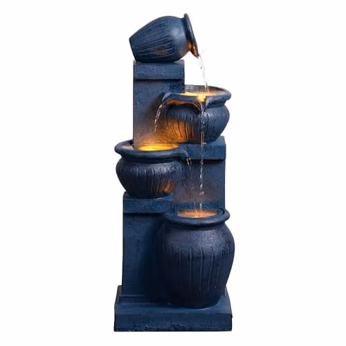 Teamson Home Solar-Powered Cascade Outdoor Garden Fountain in Blue, H 72 cm – 1