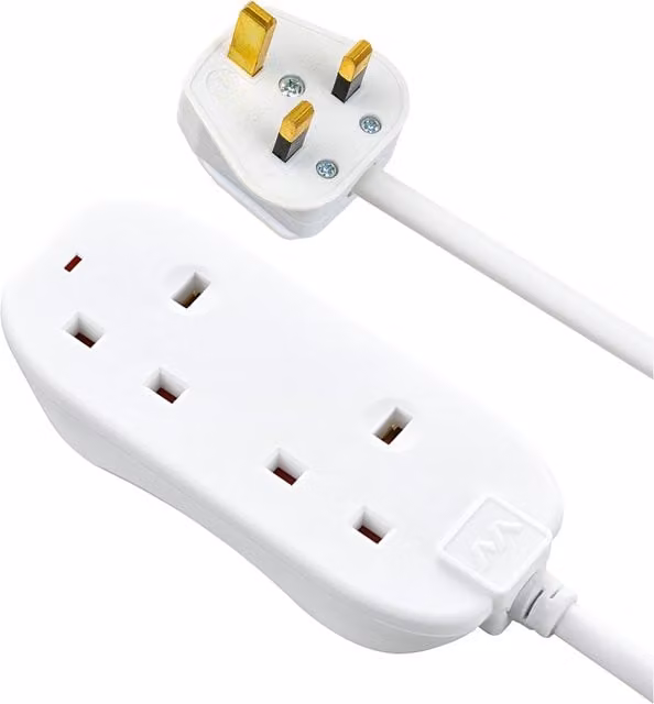 Masterplug 2 Socket 10m Extension Lead - White