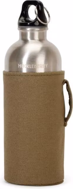 Kikkerland Huckleberry Stainless Steel Water Bottle with Canvas Pouch, Silver, 500ml – 1