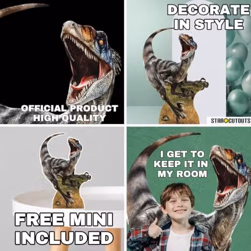 Star Cutouts SC4859 Jurassic World Rebirth Velociraptor Cardboard Cutout, Multicolour, Height: 144 cm – 2