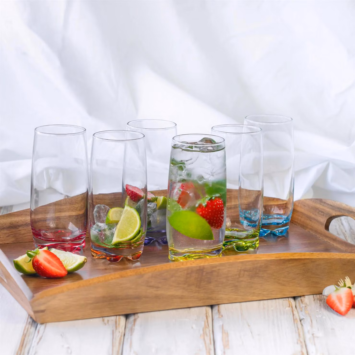 LAV Adora Multicolour Highball Glass Tumblers, 390ml – 2