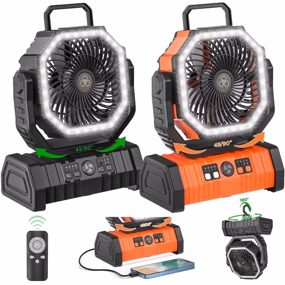 NESTLUNE Orange Rechargeable Camping Fan with 20000mAh Battery – 2
