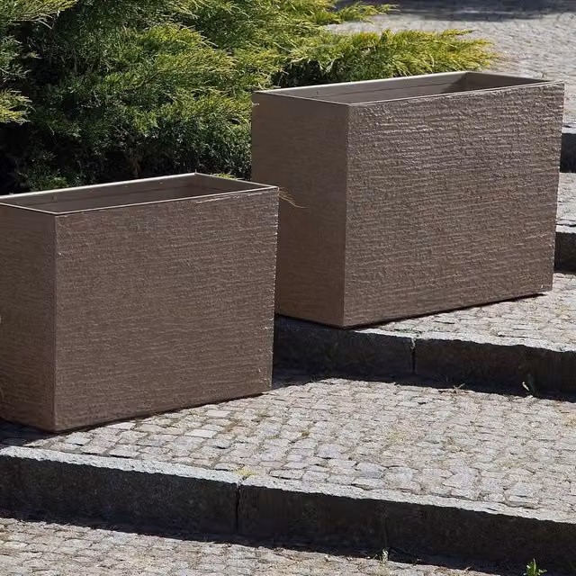 Wyld and Coco Brown Fibreglass Reinforced Rectangular Planter Tub W: 80 cm, D: 56 cm, H: 56 cm