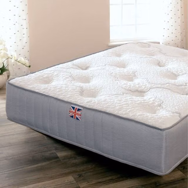 Comfy Living Hybrid Pocket Sprung 800 Mattress with Memory Foam and Wool, Silver, W: 140 cm, L: 200 cm