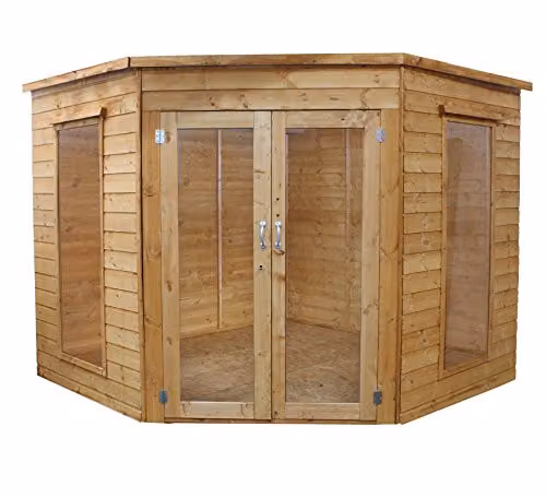Mercia Premier Corner Summerhouse with Double Doors and Windows in Green or Brown – 2