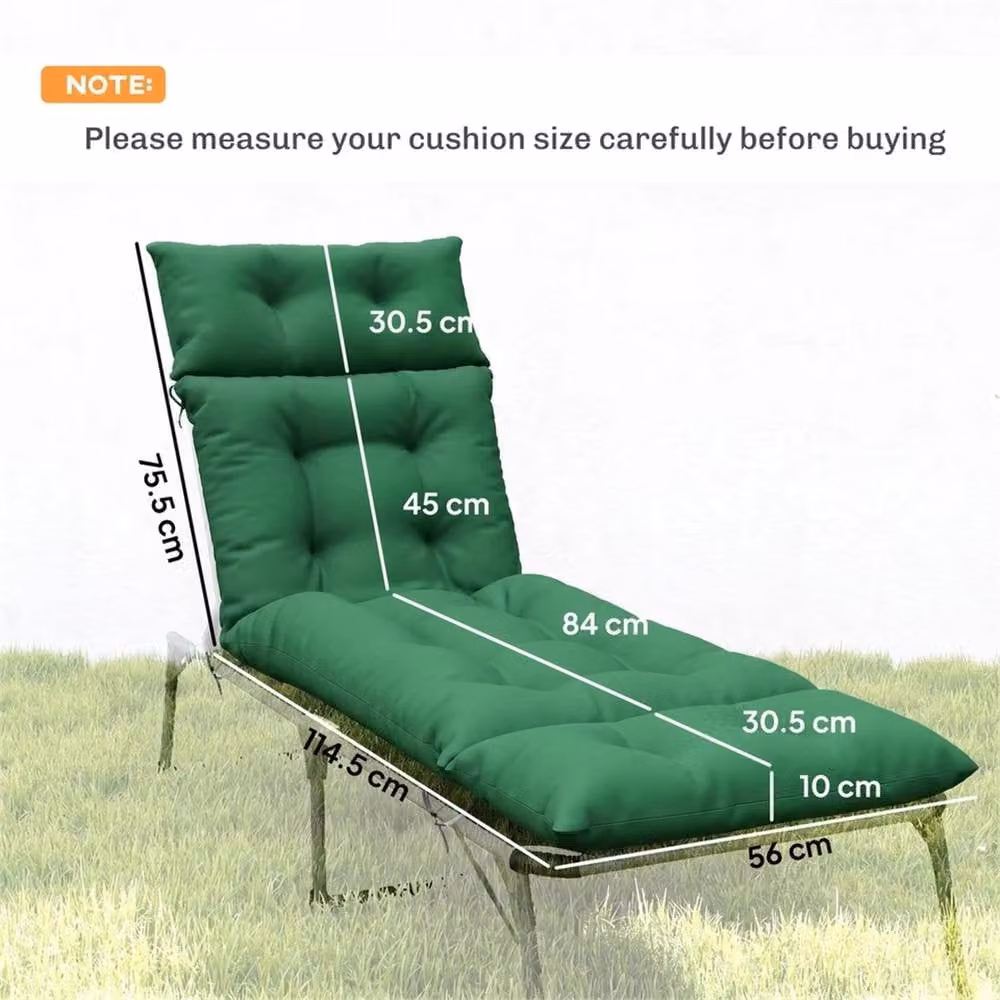 SPETLEK Set of 2 Green Lounge Chair Cushions with 220gsm Thick Outdoor Fabric, W: 100 cm, D: 15 cm – 2