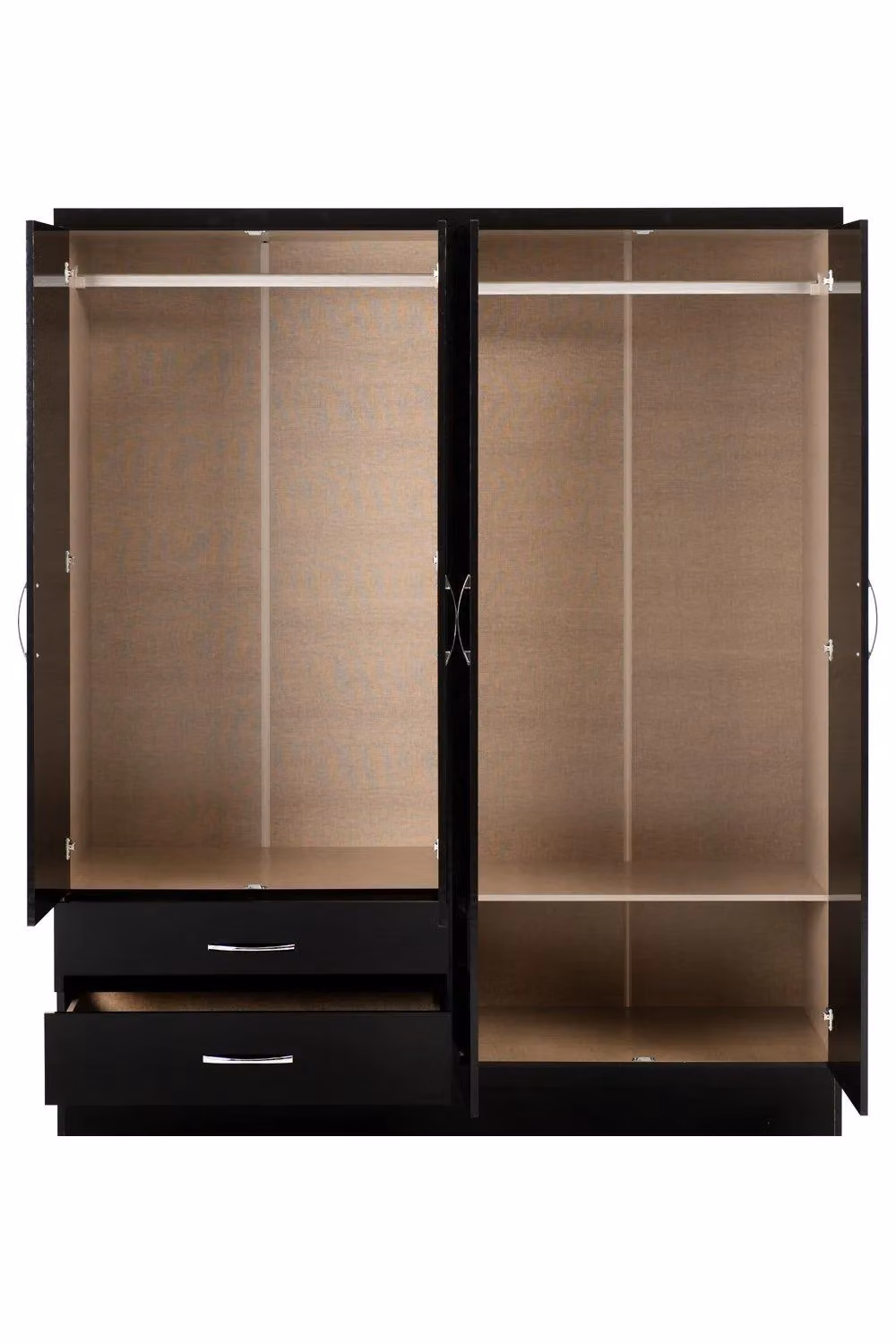 Seconique Nevada 4 Door 2 Drawer Mirrored Wardrobe in Black Gloss – 8