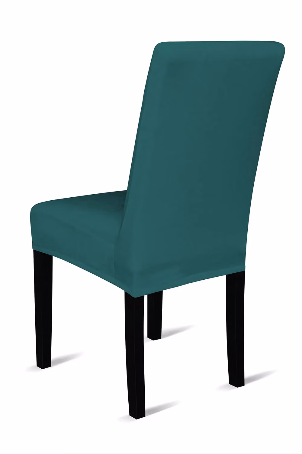 Neel Blue Velvet High-Back Dining Chair Covers in Turquoise Stretchable Spandex – 2