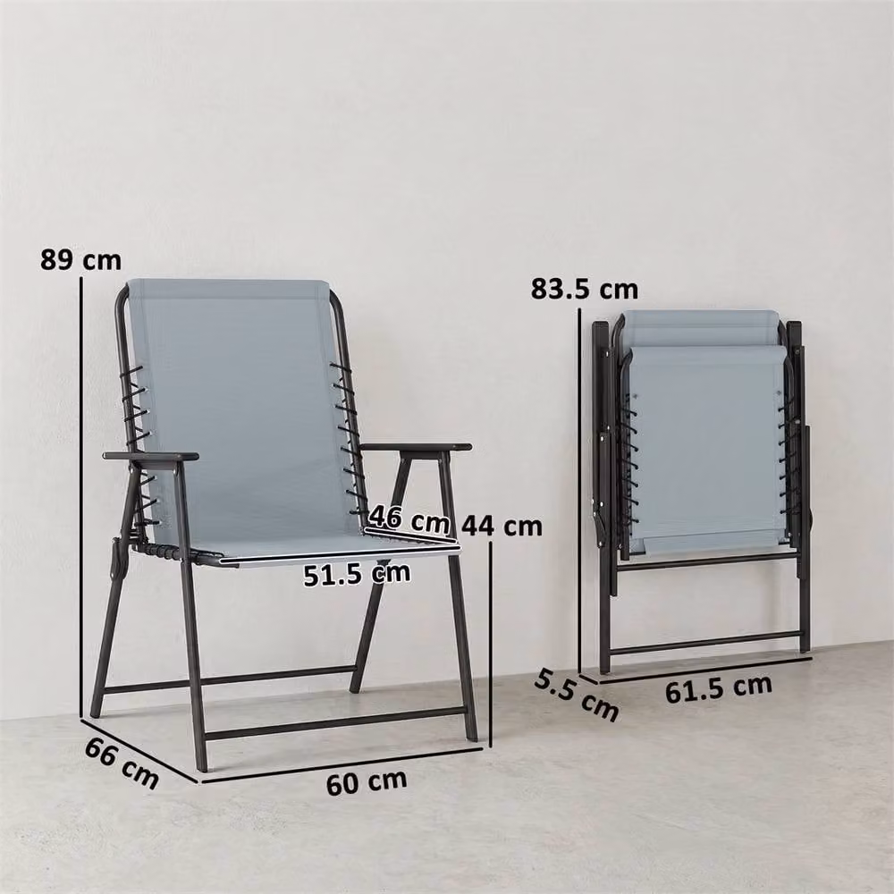EONLION Grey Metal Folding Garden Chairs Set for Adults – 2