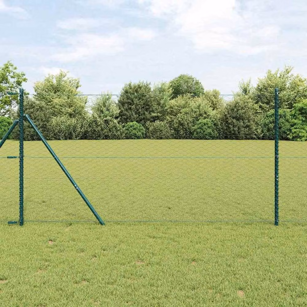 Berkfield Home Hexagon Steel Fence in Grey and Green, W/H: 100 x 120 cm – 2