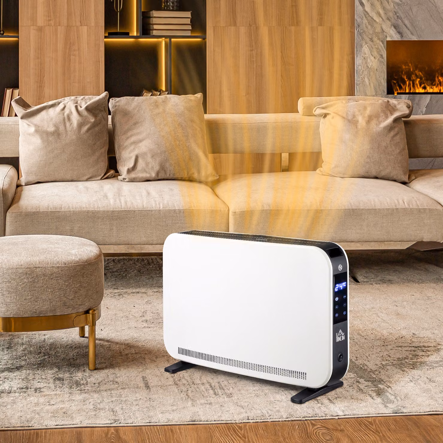 HOMCOM 2180W Portable Electric Convector Heater with 24H Timer and Overheat Protection, White – 2