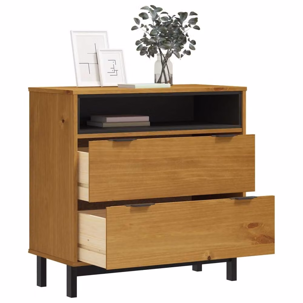 Berkfield Home FLAM Drawer Cabinet in Brown Solid Pine Wood, W/D/H: 80 x 40 x 80 cm – 2