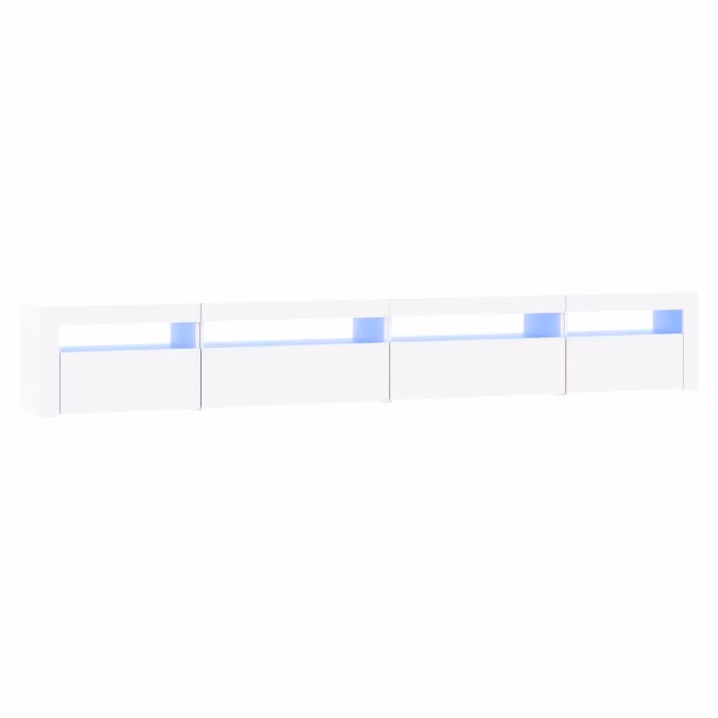 Berkfield Home Modern White Glossy TV Cabinet with Integrated LED Lights W: 270 cm, D: 40 cm, H: 40 cm – 2