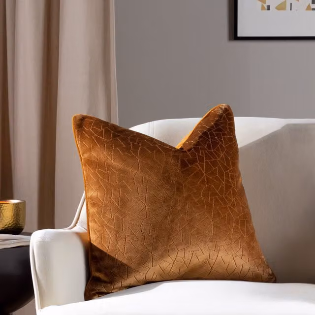 HOEM Malans Cut Velvet Piped Cushion in Bronze, W/D/H: 45 x 45 x 45 cm – 4