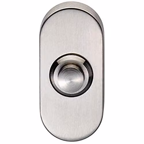 Loops Decorative Door Bell Cover in Brushed Silver Stainless Steel, W: 6.4 cm, H: 3.0 cm