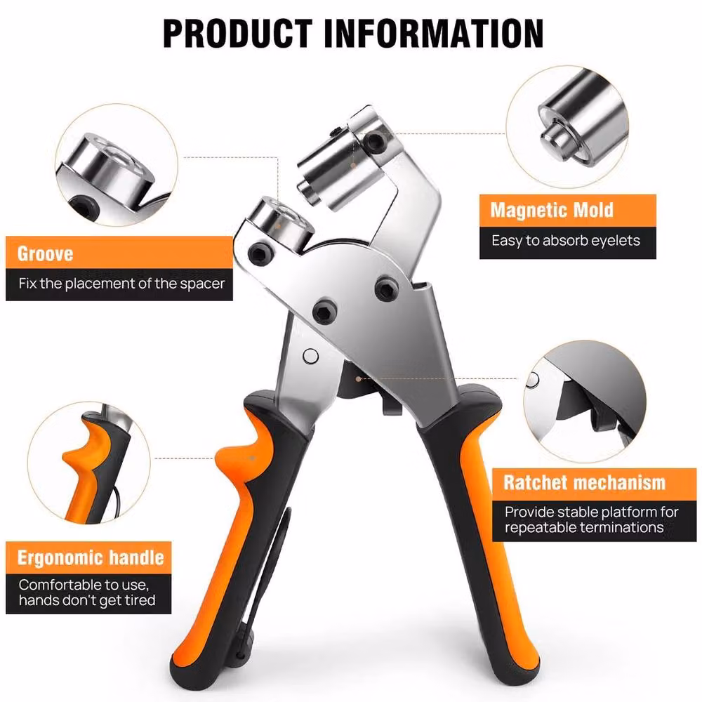 FLAVORA Silver Steel 10mm Eyelet Press Pliers Manual Handheld Tool – 3