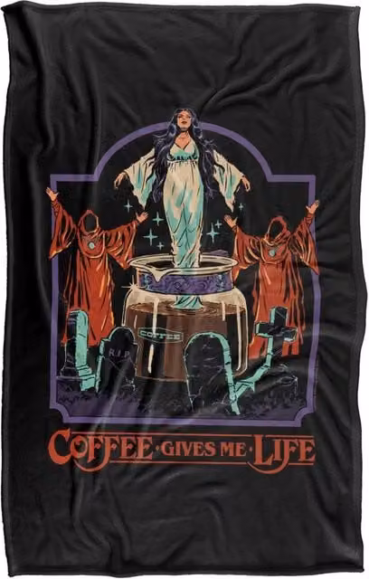 Steven Rhodes Coffee Gives Me Life Multicolour Super Soft Fleece Throw Blanket W/D/H: 91 x 147 cm – 1