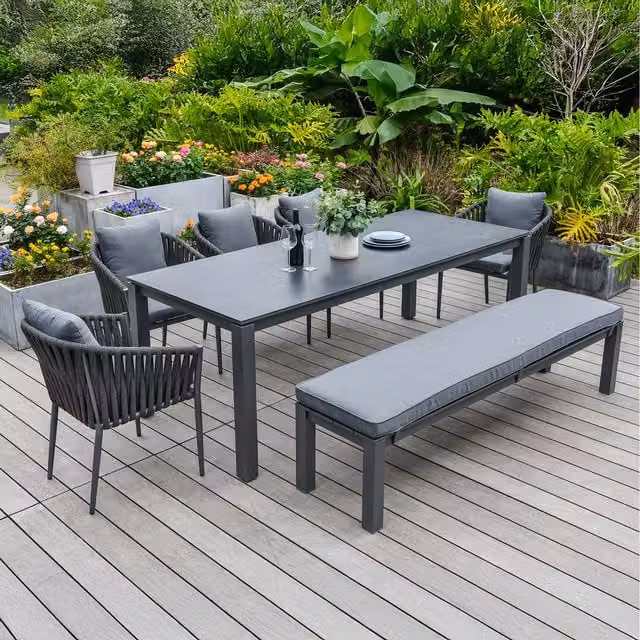 Bracken Outdoors Maldives 8 Seat Rectangular Garden Dining Set in Dark Grey