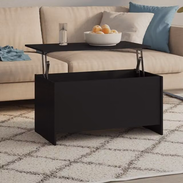 Berkfield Home Modern Black Rectangular Coffee Table with Lift Mechanism, W/D/H: 102 x 55.5 x 52.5 cm – 1