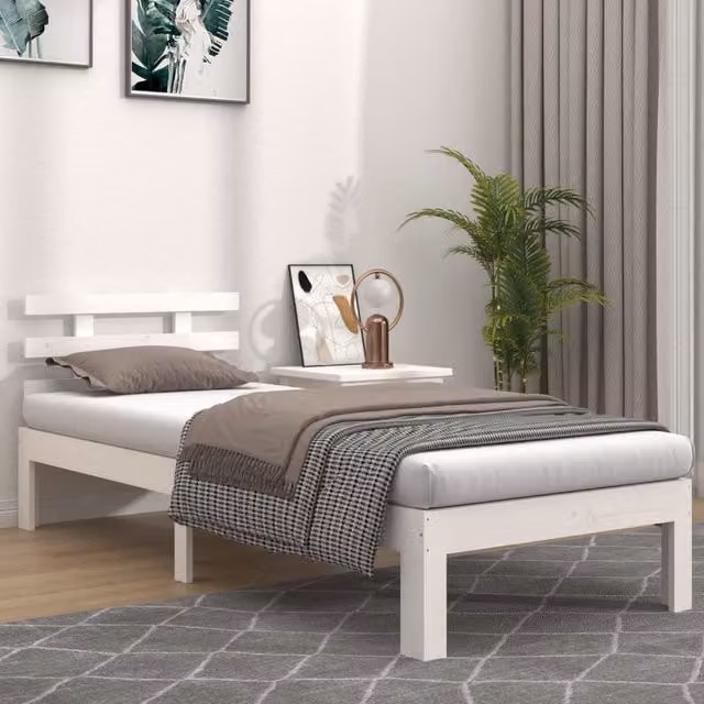 Berkfield Home White Solid Pine Wood Bed Frame for Children W/D/H: 100 x 200 cm