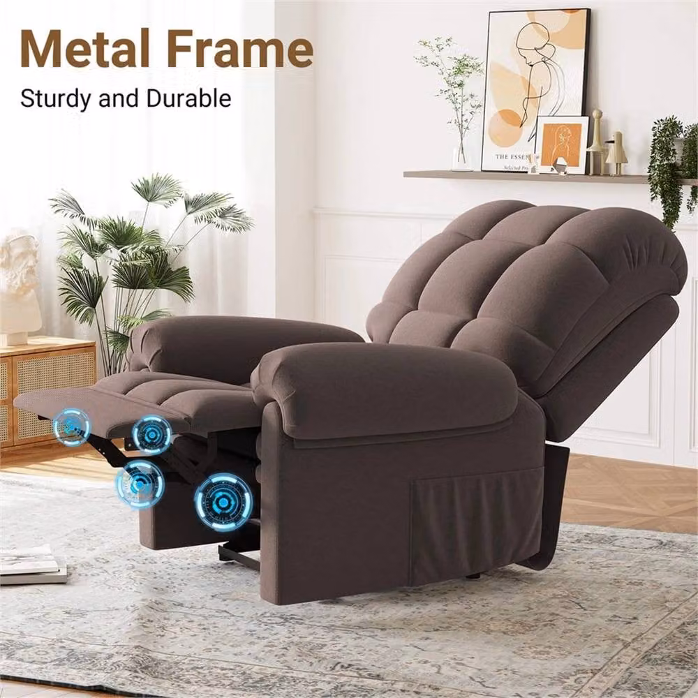 PAWNORA Rise Recline Electric Power Recliner in Brown Fabric – 3