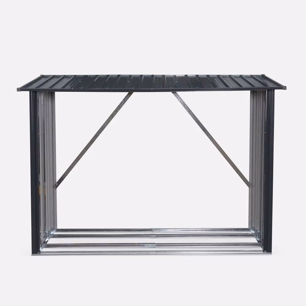 sweeek Modern Galvanised Steel Firewood Storage Shed in Anthracite Grey, W/D/H: 80 x 80 x 215 cm – 2