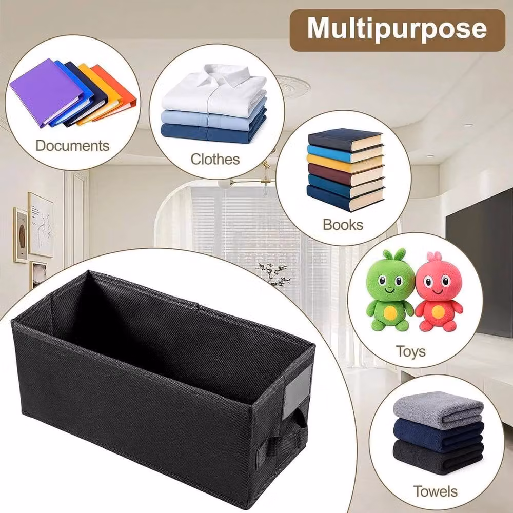 SPETLEK 4-Piece Black DVD and CD Storage Box Set with Lids and Handles, W: 35 cm, D: 16 cm, H: 15.5 cm – 5
