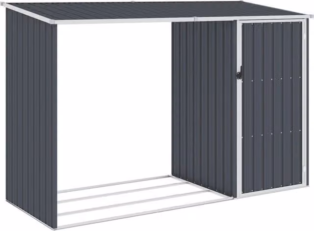 Berkfield Home Garden Anthracite and Black Modern Galvanised Steel Firewood Shed, W/D/H: 245 x 98 x 159 cm – 1