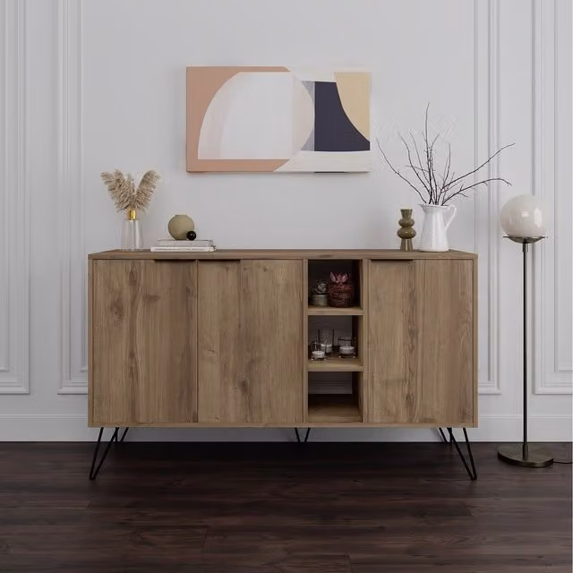 Decortie Industrial Style Console Sideboard Display Unit in Brown, W/D/H: 142 x 36 x 83 cm