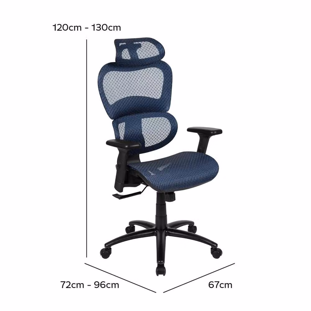 Havendro Blue Fabric Executive Swivel Office Chair with Headrest – 2