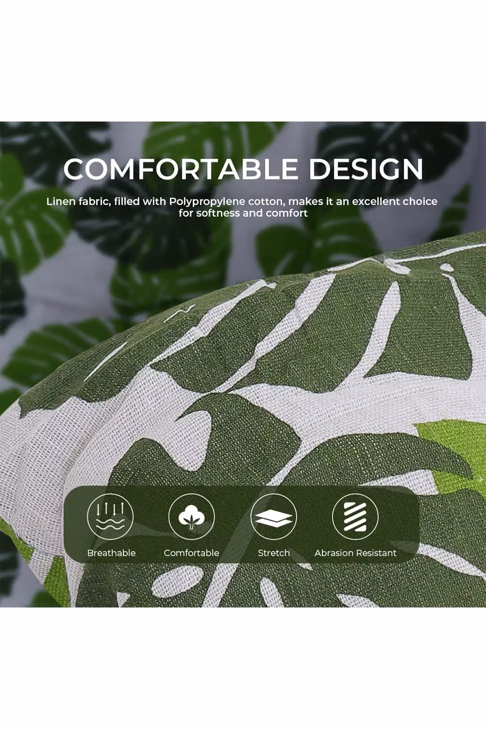 Living and Home Green Banana Leaf Print Button Tufted Lounge Cushion, W: 110 cm, D: 40 cm – 3