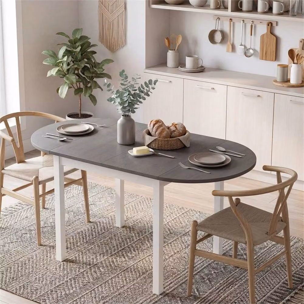 Nordara Grey Solid Wood Butterfly Leaf Foldable Dining Table, W/D/H: 120 x 70 x 75 cm – 4
