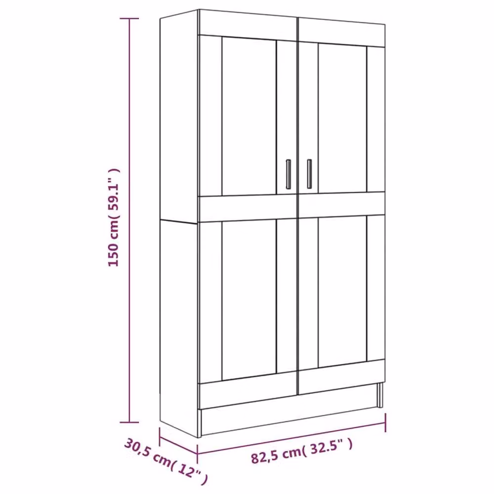 Berkfield Home Smoked Oak Book Cabinet in Brown, W/D/H: 82.5 x 30.5 x 150 cm – 5