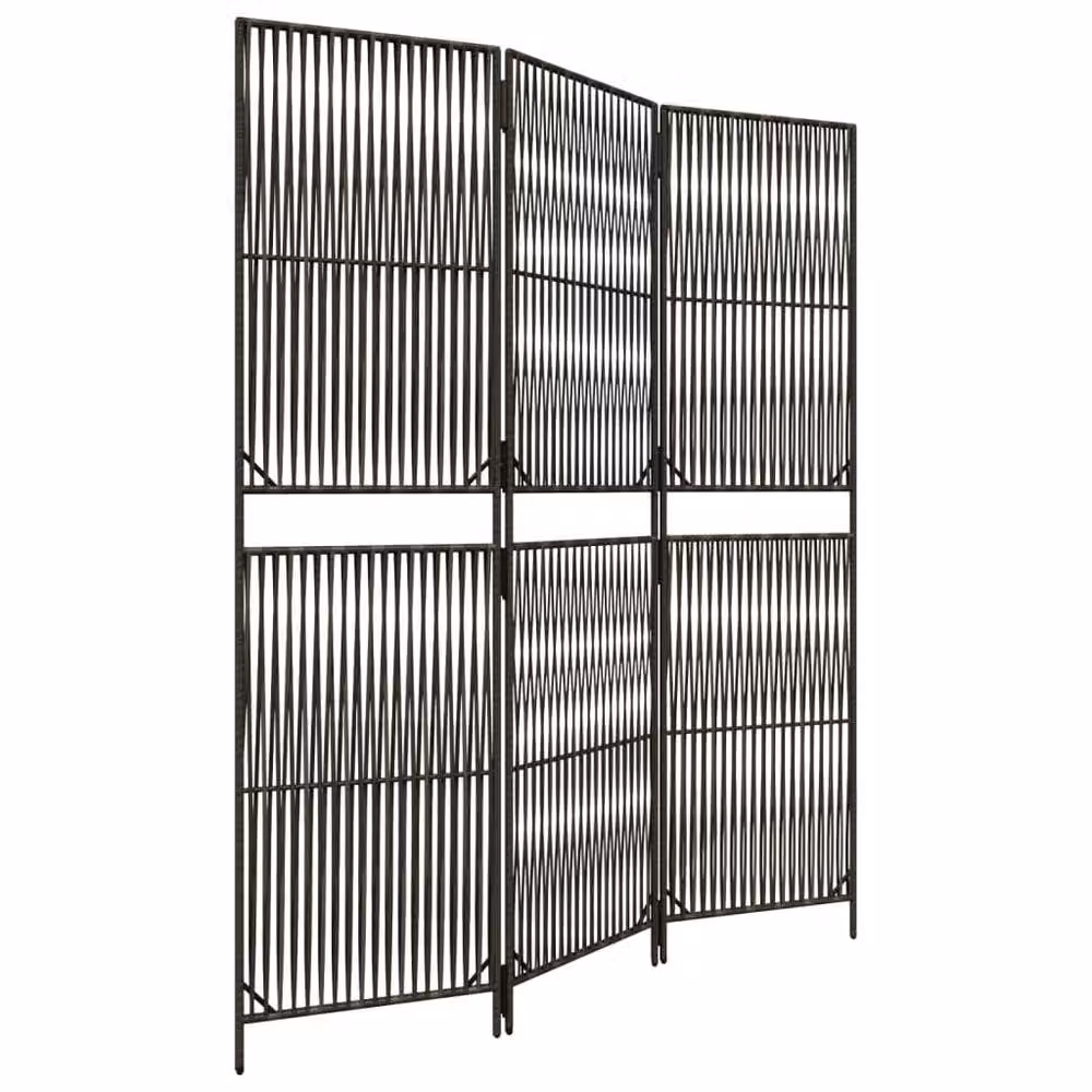 Berkfield Home 3-Panel Grey Poly Rattan and Steel Room Divider – 3
