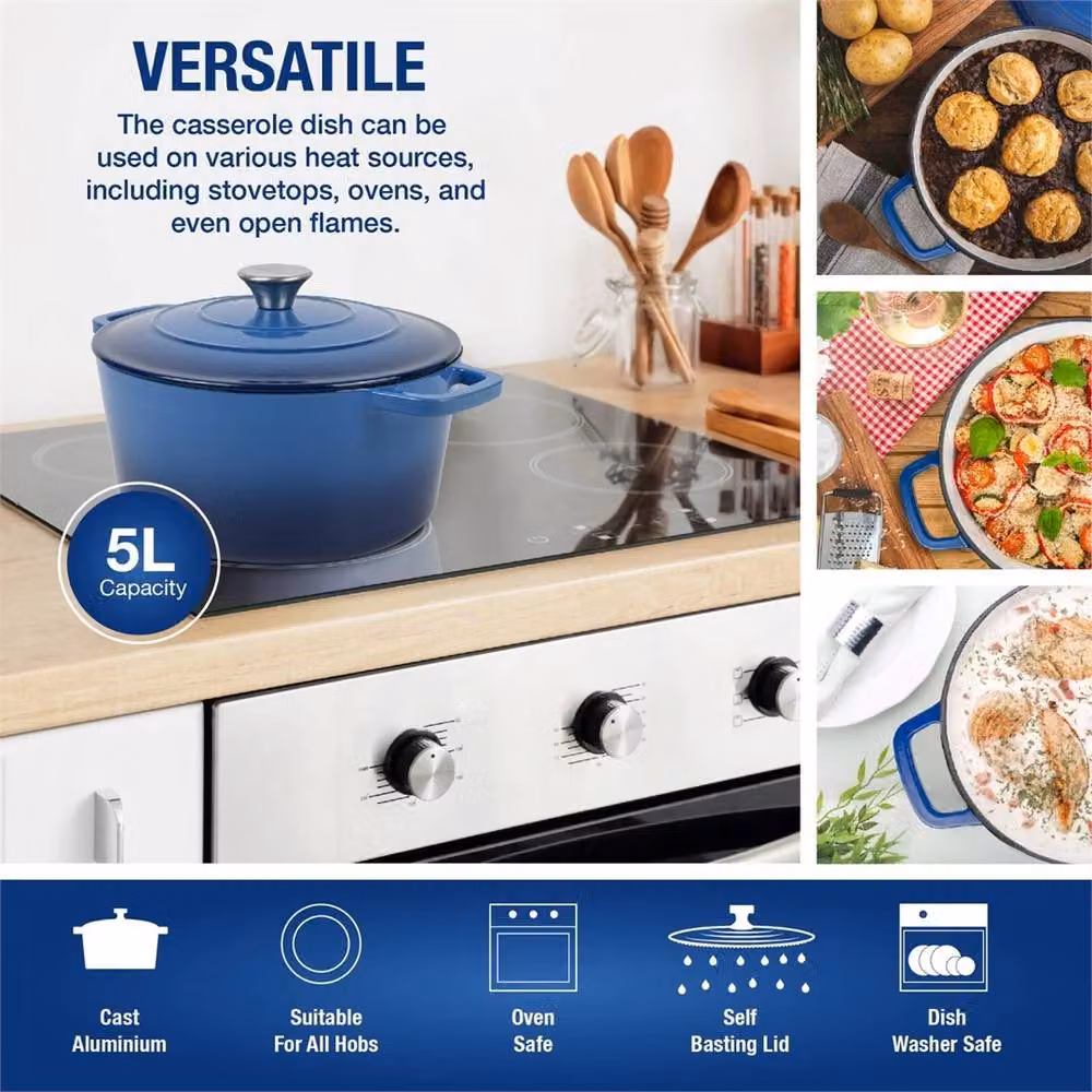 Nordara Blue Enamelled Cast Iron Casserole Pot, 5 l – 3