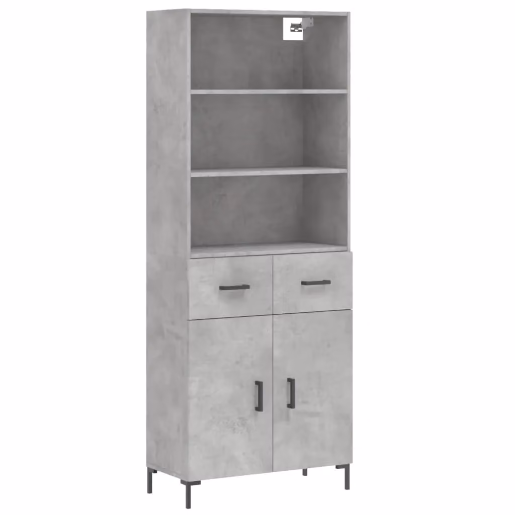 Berkfield Home Highboard in Concrete Grey, W/D/H: 69.5 x 34 x 180 cm – 2
