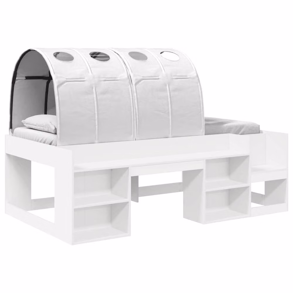 Berkfield Home Modern White Engineered Wood Bed with House Frame and Bedside Shelf – 2