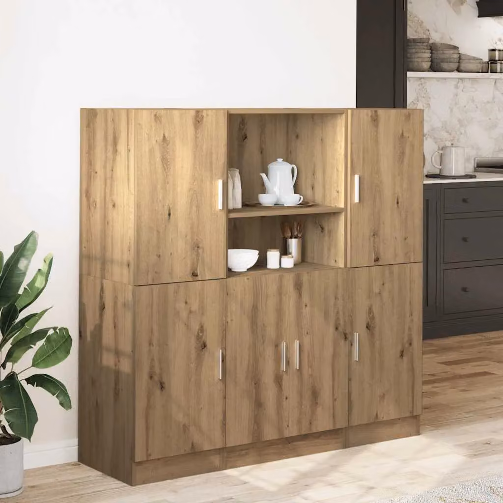 Berkfield Home 3 Piece Artisan Oak Kitchen Cabinet Set in Brown – 2