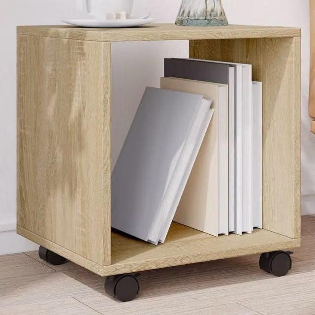 Berkfield Home vidaXL Rolling Cabinet in Sonoma Oak Brown, W/D/H: 37 x 33 x 42.5 cm