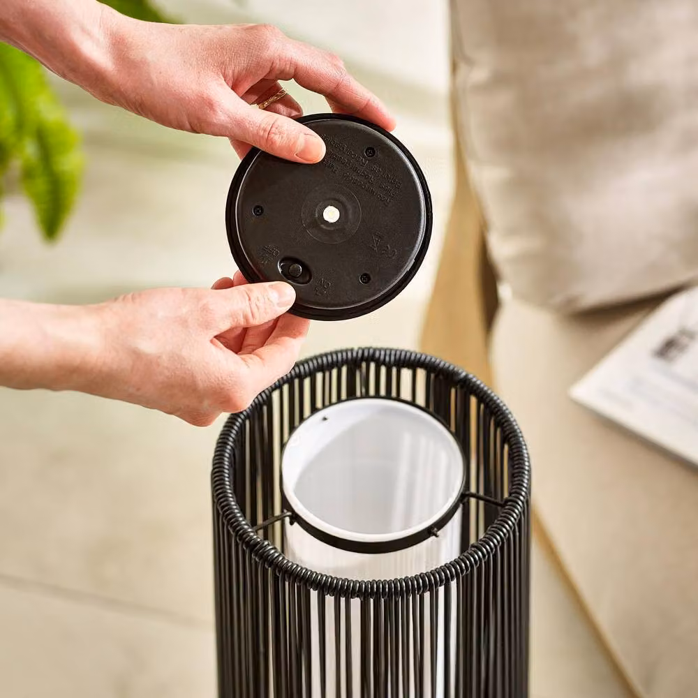 FurnitureboxUK Naples Black Rattan Solar LED Outdoor Floor Lantern – 2
