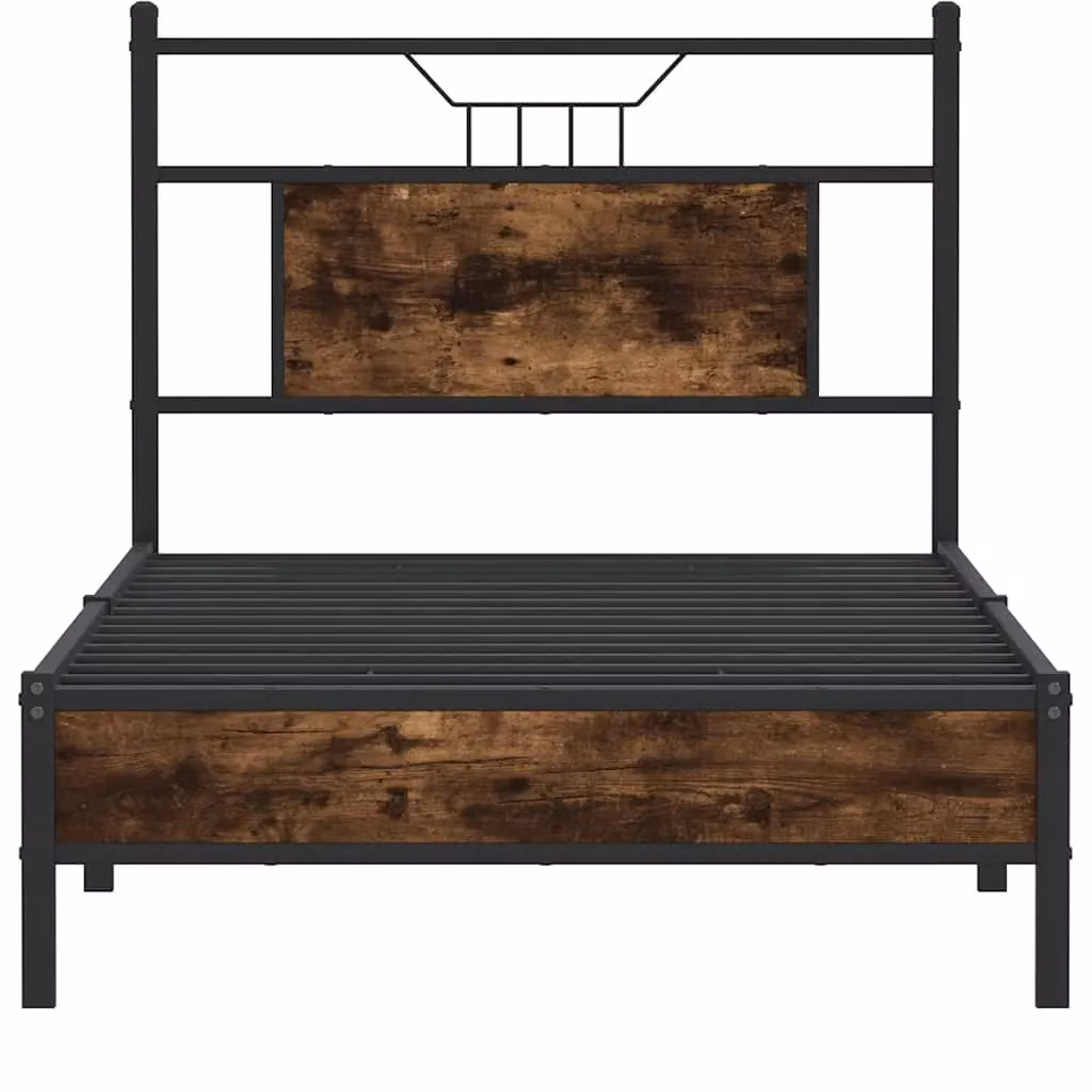 Berkfield Home Smoked Oak Bed Frame in Brown, W/D/H: 80 x 200 cm – 3