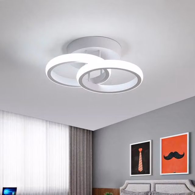 Goeco 22W LED Ceiling Light in White with Double Round Design and 6500K Cool White Light – 1