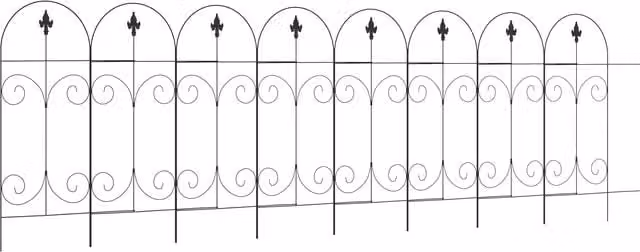 Outsunny 8-Panel Metal Garden Fencing, Rustproof Black Picket Fence for Flower Beds and Borders