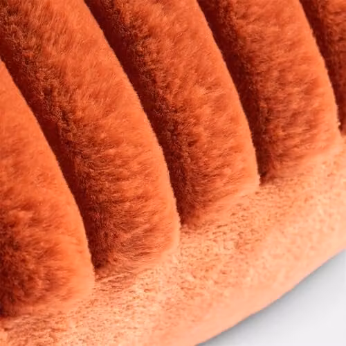 OHS Faux Fur Thick Ribbed Square Cushion Covers, 2 Pack, Orange, W/D/H: 45 x 45 x 45 cm – 3