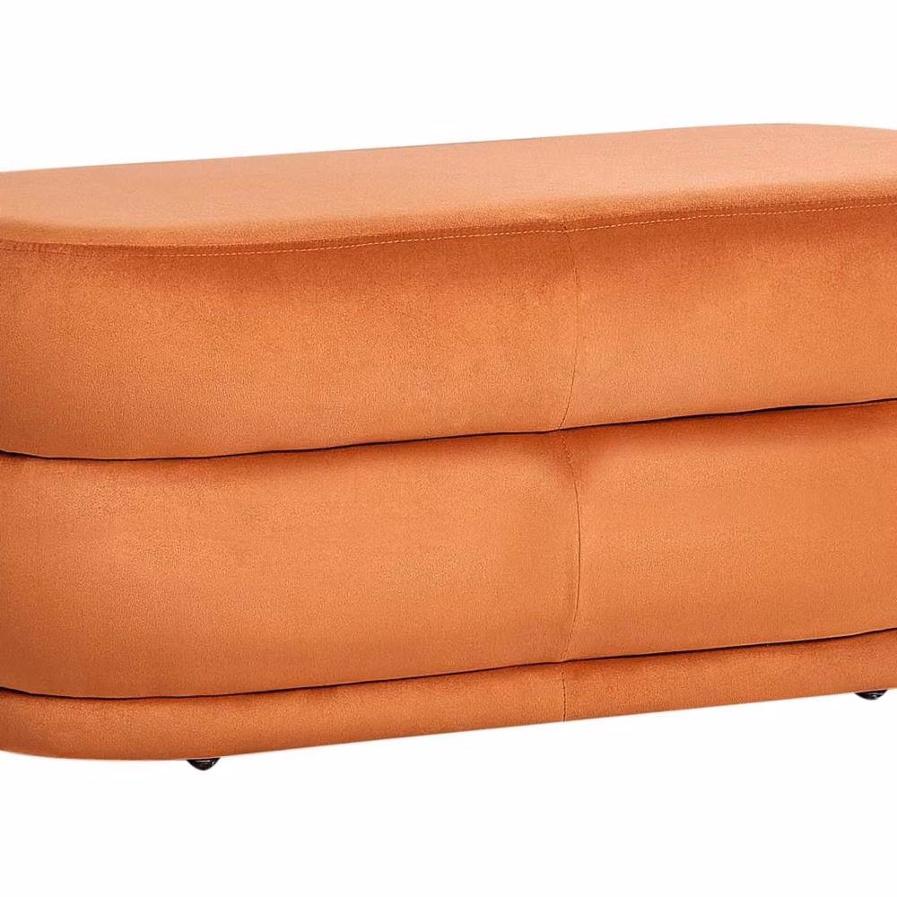 Wyld and Coco Orange Velvet Rectangular Upholstered Accent Bench – 2