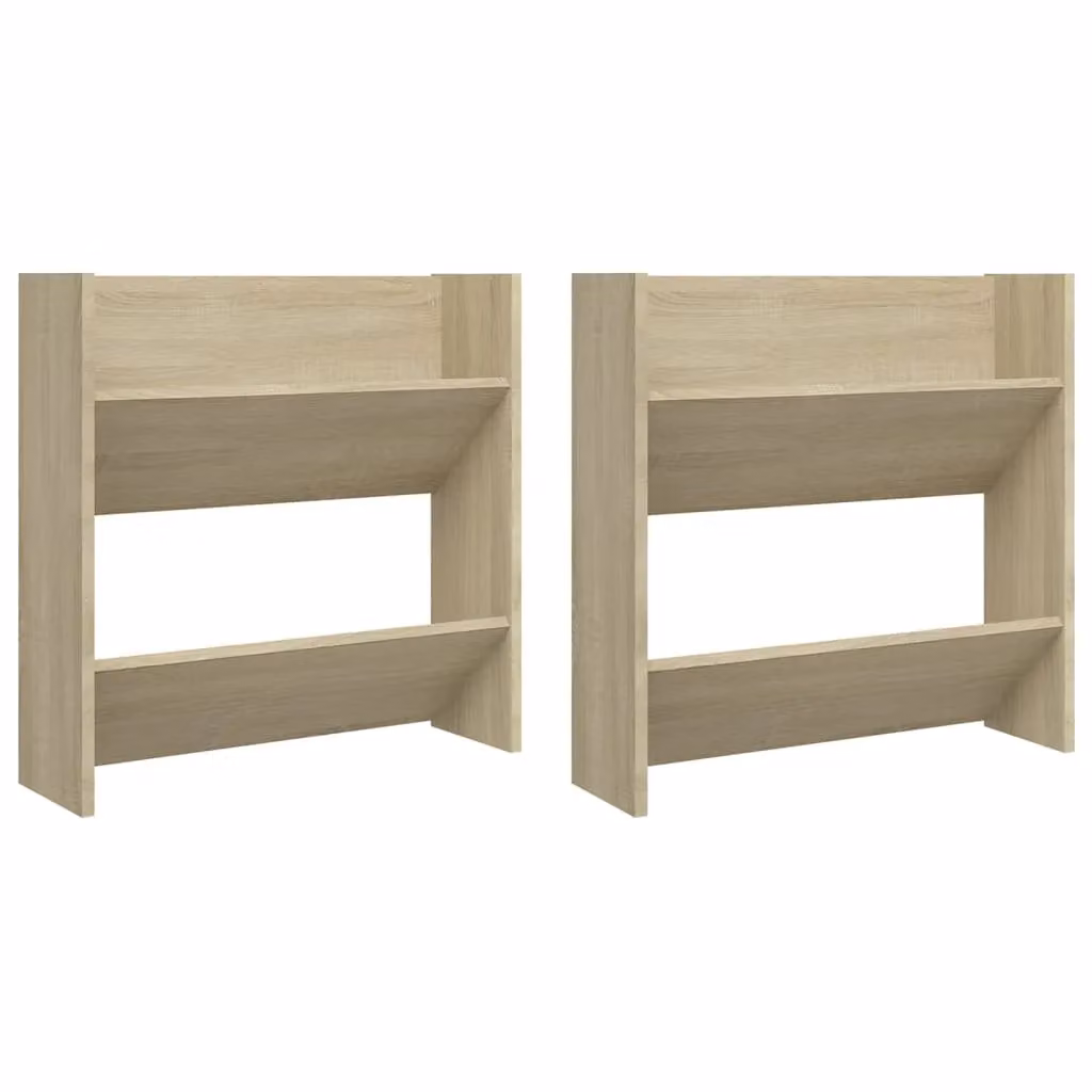 Berkfield Home Set of 2 Wall Mounted Shoe Cabinets in Sonoma Oak Brown, W/D/H: 60 x 18 x 60 cm – 2